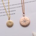 Polaris Love Direction Star Diamond Necklace 10K Yellow Gold White Rose Colored Real Diamond Female Pendant Small Badges