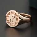 Tai Chi Eight Diagrams Ring 10K Gold Ancientry National Fashion Taiji-Bagua Jewelry Taoist Magic Instrument Pattern Originality