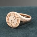 Tai Chi Eight Diagrams Ring 10K Gold Ancientry National Fashion Taiji-Bagua Jewelry Taoist Magic Instrument Pattern Originality