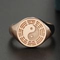 Tai Chi Eight Diagrams Ring 10K Gold Ancientry National Fashion Taiji-Bagua Jewelry Taoist Magic Instrument Pattern Originality