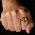 Tai Chi Eight Diagrams Ring 10K Gold Ancientry National Fashion Taiji-Bagua Jewelry Taoist Magic Instrument Pattern Originality