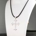 Diamond Cross Pendant for Men 14K Real Yellow White Rose Gold Platinum Crucifix Necklace for Women 0.7 / 2.2 ct.