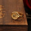 Knight Ring Men Trendy Personality 14K Gold Light Luxury Badge Little Finger Tail Ring Customization