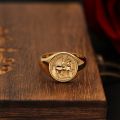 Knight Ring Men Trendy Personality 14K Gold Light Luxury Badge Little Finger Tail Ring Customization