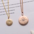 Polaris Love Direction Star Diamond Necklace 14K Yellow Gold White Rose Colored Real Diamond Female Pendant Small Badges