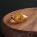 Originality Tai Chi Eight Diagrams Ring 14K Gold Ancientry National Fashion Taiji-Bagua Jewelry Taoist Magic Instrument