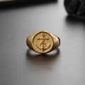 Anchor Badge Ring 14K Rose Gold White Platinum Original Design Personality Men's Light Luxury Accessories