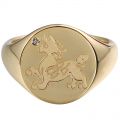 Brave Troops Pi Xiu Diamond Ring 14K Gold Set With Natural Diamonds Auspicious Animal Chinese Style State Tide Retro Seal Badge