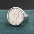 Britain Moon and Sixpence Love Lucky Coin Ring 14K Gold Rose White Platinum Queens Vintage Coins Customized