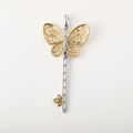 Butterfly Innocence Eternal Love Key Pendant 14K Gold 0.040ct + 0.050ct Original Custom