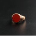 Chalcedony Seal Ring 14K Rose Gold Color Gold White Platinum Natural Color Gem Light Luxury Ring For Men And Women