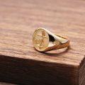 Anchor Badge Ring 10K Rose Gold White Platinum Original Design Personality Men's Light Luxury Accessories