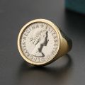 Britain Moon and Sixpence Love Lucky Coin Ring 10K Gold Rose White Platinum Queens Vintage Coins Customized