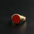 Chalcedony Seal Ring 10K Rose Gold Color Gold White Platinum Natural Color Gem Light Luxury Ring For Men And Women