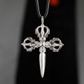 Cross Diamond Peg Puba Demon Subduing Pestle Pendant 10K Gold Platinum Creative Necklace