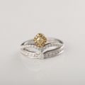 Crown Yellow Diamond Ring 10K Gold + 0.160ct/1 0.510ct/48 Elegant Mature Atmosphere Customized