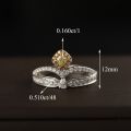 Crown Yellow Diamond Ring 10K Gold + 0.160ct/1 0.510ct/48 Elegant Mature Atmosphere Customized