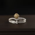 Crown Yellow Diamond Ring 10K Gold + 0.160ct/1 0.510ct/48 Elegant Mature Atmosphere Customized