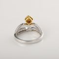 Crown Yellow Diamond Ring 10K Gold + 0.160ct/1 0.510ct/48 Elegant Mature Atmosphere Customized