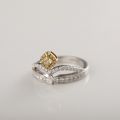 Crown Yellow Diamond Ring 10K Gold + 0.160ct/1 0.510ct/48 Elegant Mature Atmosphere Customized