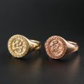 Dragon Phoenix Signet Ring Chinese Ancient Style 10K Gold White Rose Male And Female Couples Wedding Commemorative Ring