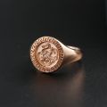 Dragon Phoenix Signet Ring Chinese Ancient Style 10K Gold White Rose Male And Female Couples Wedding Commemorative Ring