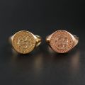 Dragon Phoenix Signet Ring Chinese Ancient Style 10K Gold White Rose Male And Female Couples Wedding Commemorative Ring