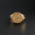 Dragon Phoenix Signet Ring Chinese Ancient Style 10K Gold White Rose Male And Female Couples Wedding Commemorative Ring