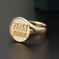 Family Seal Ring 10K Rose Gold Yellow Platinum Badge Stamp Fire Paint Male And Female Pinky Tail Rings Customized