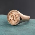 Family Seal Ring 10K Rose Gold Yellow Platinum Badge Stamp Fire Paint Male And Female Pinky Tail Rings Customized