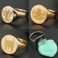 Family Seal Ring 10K Rose Gold Yellow Platinum Badge Stamp Fire Paint Male And Female Pinky Tail Rings Customized