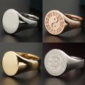 Family Seal Ring 10K Rose Gold Yellow Platinum Badge Stamp Fire Paint Male And Female Pinky Tail Rings Customized