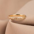 Half Circle Full Diamond Ring In 10K White Yellow Rose Gold Starry Diamond Platinum Women Ring Genuine And Fresh