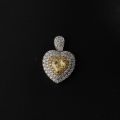 Heart Shaped Yellow Diamond Lover Gaze Pendant 10K Gold 0.620 ct + 0.410 ct Original Customized