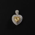 Heart Shaped Yellow Diamond Lover Gaze Pendant 10K Gold 0.620 ct + 0.410 ct Original Customized