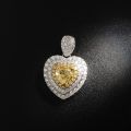 Heart Shaped Yellow Diamond Lover Gaze Pendant 10K Gold 0.620 ct + 0.410 ct Original Customized