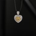 Heart Shaped Yellow Diamond Lover Gaze Pendant 10K Gold 0.620 ct + 0.410 ct Original Customized