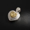 Heart Shaped Yellow Diamond Lover Gaze Pendant 10K Gold 0.620 ct + 0.410 ct Original Customized