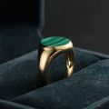 Malachite Seal Ring 10K Gold Rose Color Gold Platinum Natural Color Gems Light Luxury Personality Ring For Men And Women