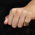 Plain Face Square Signet Ring 10K Gold Platinum Cold Wind Ins Senior Sense Personality Platinum Men Ring