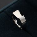 Plain Face Square Signet Ring 10K Gold Platinum Cold Wind Ins Senior Sense Personality Platinum Men Ring