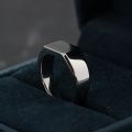 Plain Face Square Signet Ring 10K Gold Platinum Cold Wind Ins Senior Sense Personality Platinum Men Ring