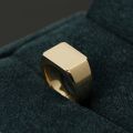 Plain Face Square Signet Ring 10K Gold Platinum Cold Wind Ins Senior Sense Personality Platinum Men Ring