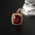 Rose Gold Cube Synthetic Ruby Pendant 10K Gold 11.510 Ct + 1.470 Ct Zircon Original Customized