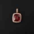 Rose Gold Cube Synthetic Ruby Pendant 10K Gold 11.510 Ct + 1.470 Ct Zircon Original Customized