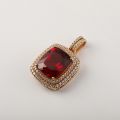 Rose Gold Cube Synthetic Ruby Pendant 10K Gold 11.510 Ct + 1.470 Ct Zircon Original Customized