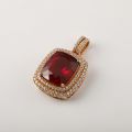 Rose Gold Cube Synthetic Ruby Pendant 10K Gold 11.510 Ct + 1.470 Ct Zircon Original Customized