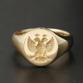 Russian Double-headed Eagle Seal Ring 10K Gold Rose White Platinum Light Luxury Men Custom