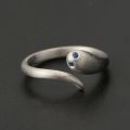 Snake Ring 10K White Yellow Rose Gold Platinum Natural Sapphire Diamonds Cute Female Tail Ring