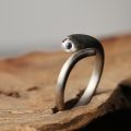 Snake Ring 10K White Yellow Rose Gold Platinum Natural Sapphire Diamonds Cute Female Tail Ring